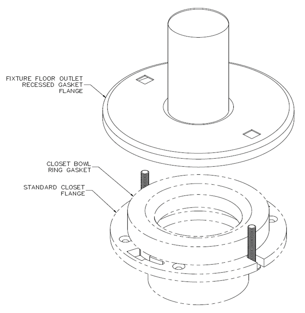 toilet-waste-connection-details-for-recessed-gasket-flange