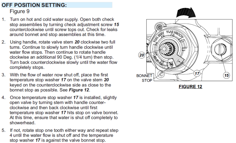 SV16, WHSV16, Type 8 T/P Shower Valve Troubleshooting Limit Stop
